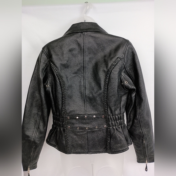 FIRST CLASSICS Preppy Biker Outdoors S Motorcycle Black Leather Jacket (#1,241) - Picture 8 of 10